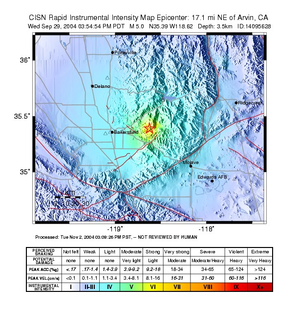 CISN ShakeMap: Estimated Instrumental Intensity