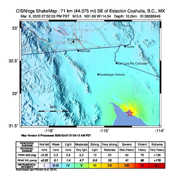 CISN/cgs ShakeMap: Estimated Instrumental Intensity