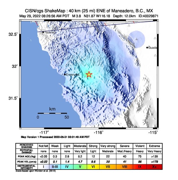 CISN/cgs ShakeMap: Estimated Instrumental Intensity