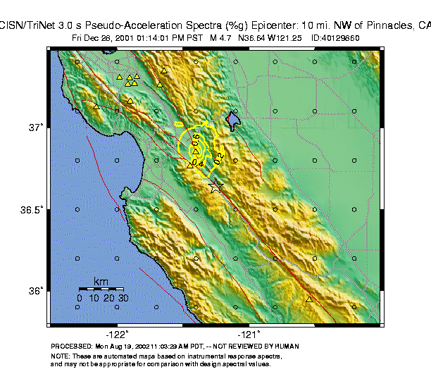 TriNet ShakeMap: Spectral Response, 3.0 sec Period