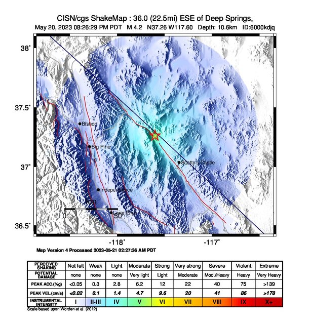 CISN/cgs ShakeMap: Estimated Instrumental Intensity