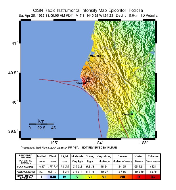 CISN ShakeMap: Estimated Instrumental Intensity